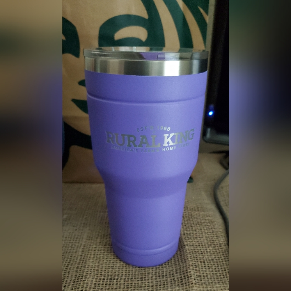 Rural King 30 oz Insulated Tumbler New Purple.